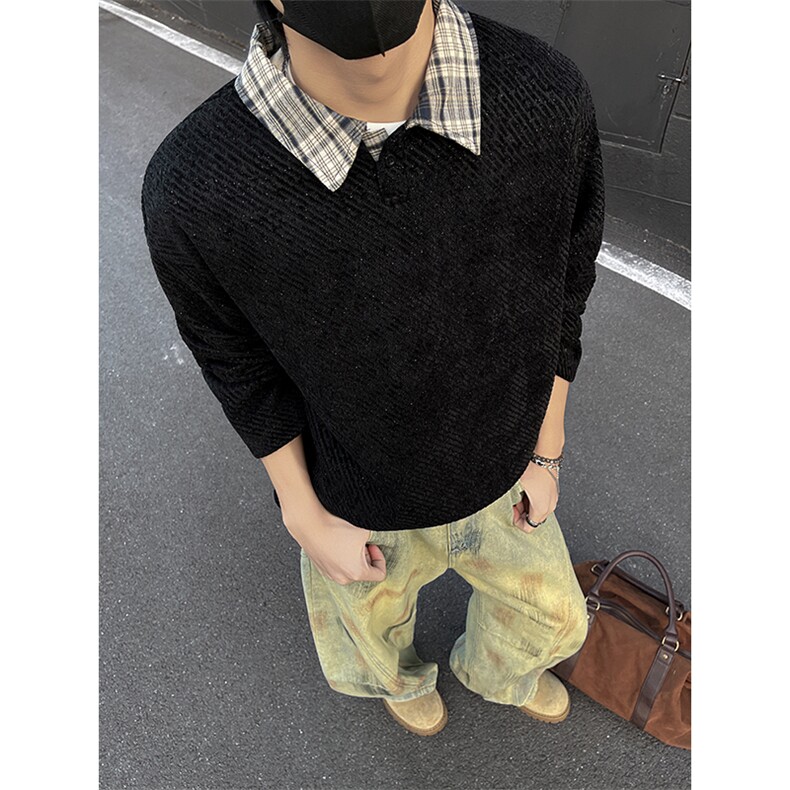YK86135-P30加绒P35聚酯纤维秋冬季美式复古加绒长袖,男装卫衣,电商A086-1