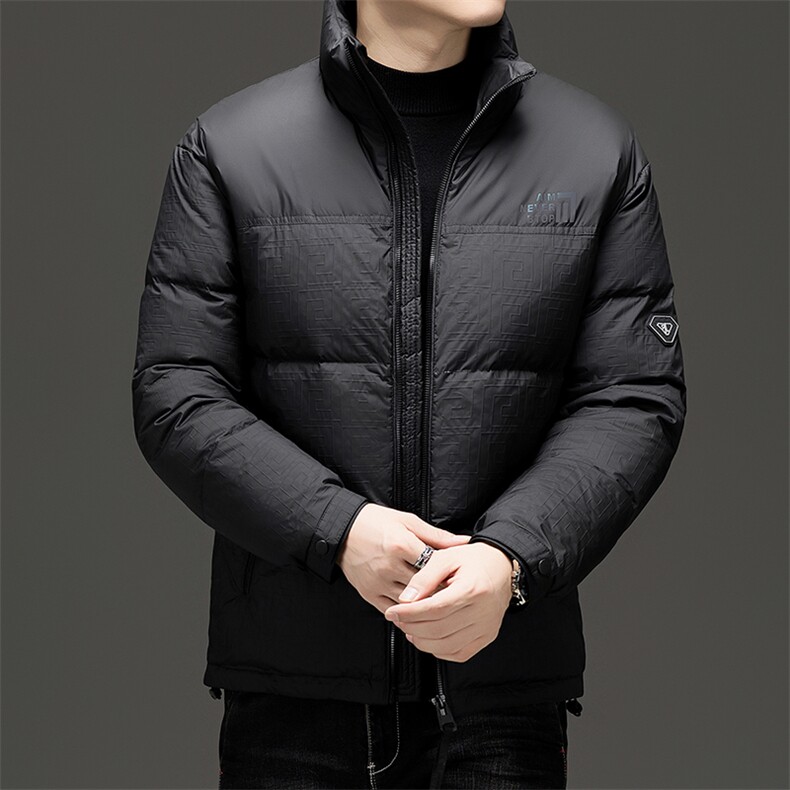 秋冬季新款羽绒服男士白鸭绒加绒潮服休闲立领潮流韩版保暖外套图片