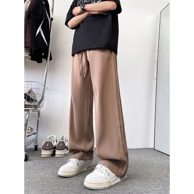 K153/P45高品质冰丝垂感美式条纹休闲裤男潮直筒百搭宽松大码西裤，男装西裤，电商基地A050