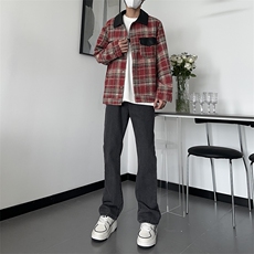 自家图主推货足大码黑色毛边微喇黄泥牛仔裤直筒裤K10-P50，男装牛仔裤，星座205