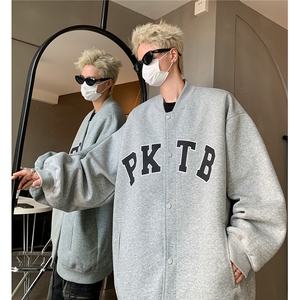 主推 美式简约学院风棒球服情侣宽松夹克外套男女上衣 G1095 P78图片