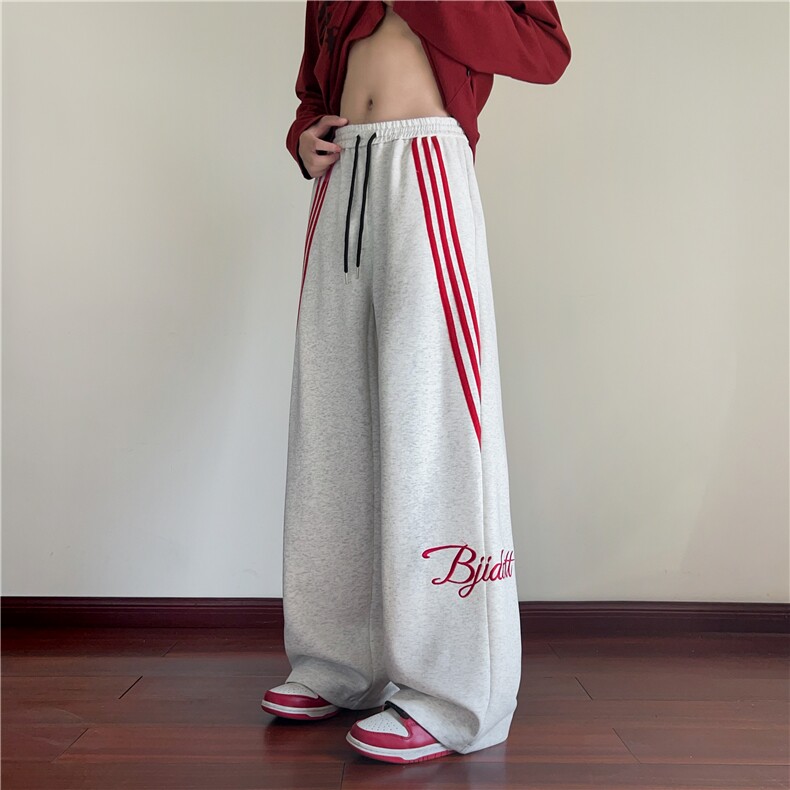 抖音品质美式运动条纹刺绣设计感百搭卫裤B315-K25313-特p40控78,男装休闲裤,电商B315