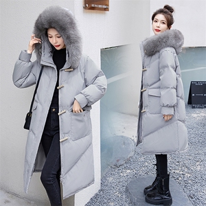 现货羽绒棉服女冬季2025新款洋气减龄牛角扣加厚过膝棉衣棉袄外套图片
