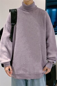 2023秋冬男士纯色高领毛衣加厚高品质百搭针织衫中性毛线M700P50图片