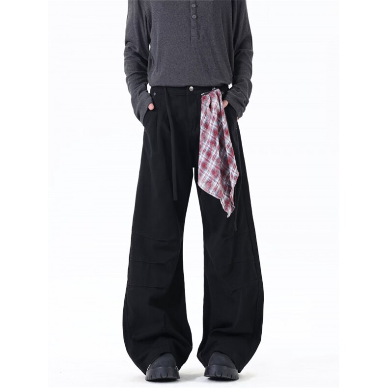 美式街头风可拆卸方巾牛仔裤男女痞帅cleanfit阔腿裤子RK3056-P53，男装牛仔裤，星座412-3