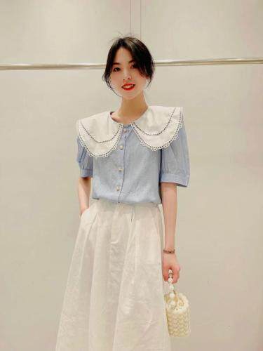 2021夏季绣花领子上衣，女装，千衣百顺