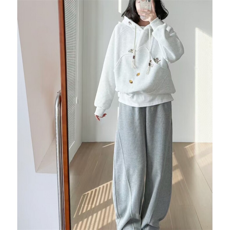 5265-P53原版刺绣不规则口袋连帽卫衣薄款/加绒,女装卫衣/绒衫,星座617A-2