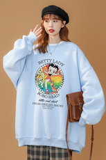 美式复古贝蒂女郎卡通情侣潮长袖圆领卫衣宽松上衣W165P30控48，男装卫衣，A247A
