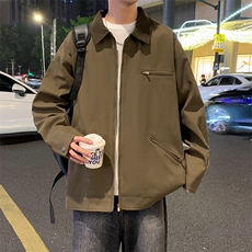 2024秋季新款中性风衬衫领纯棉宽松夹克男现货DSA157B-J183-P85，男装夹克，电商A157B