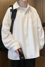 C9090/P40春装新款长袖衬衫男简约纯色大码休闲痞帅衬衣百搭上衣，男装衬衫，电商A141
