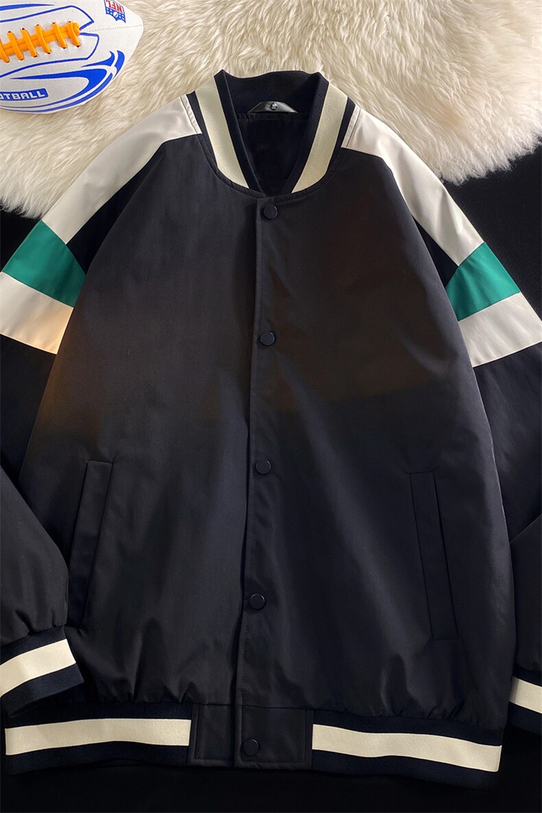 小牛津上衣夹克宽松落肩拼色棒球服外套XZ214-8JK700-P65,男装夹克,星座1204-3