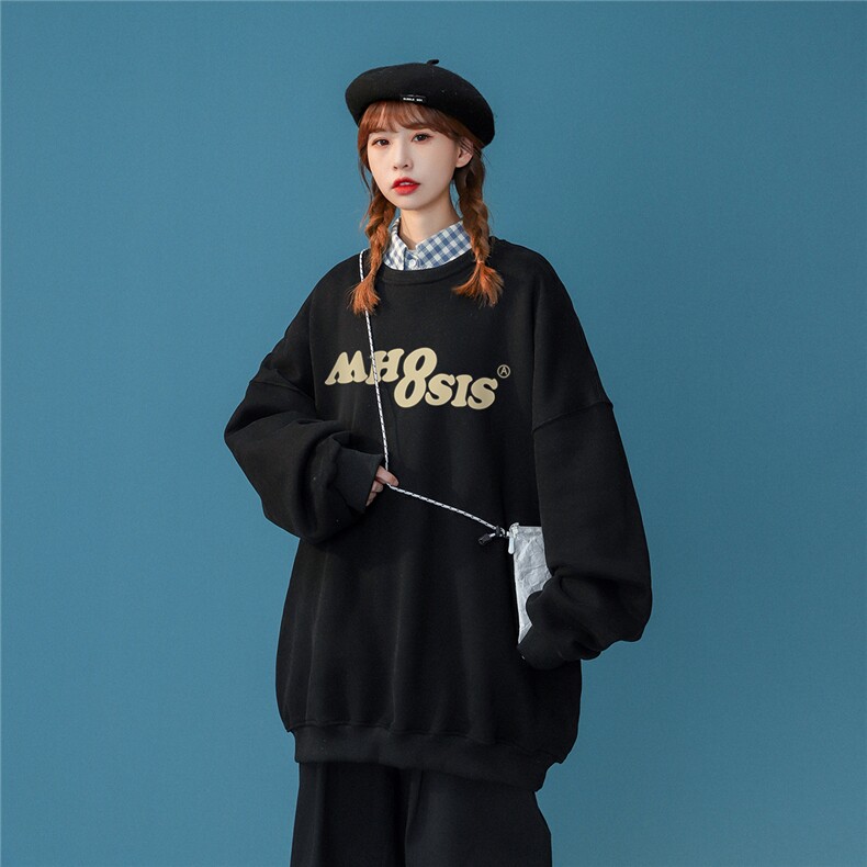 中性风 23新款秋季时尚百搭美式字母印花套头卫衣W190P30控48图片