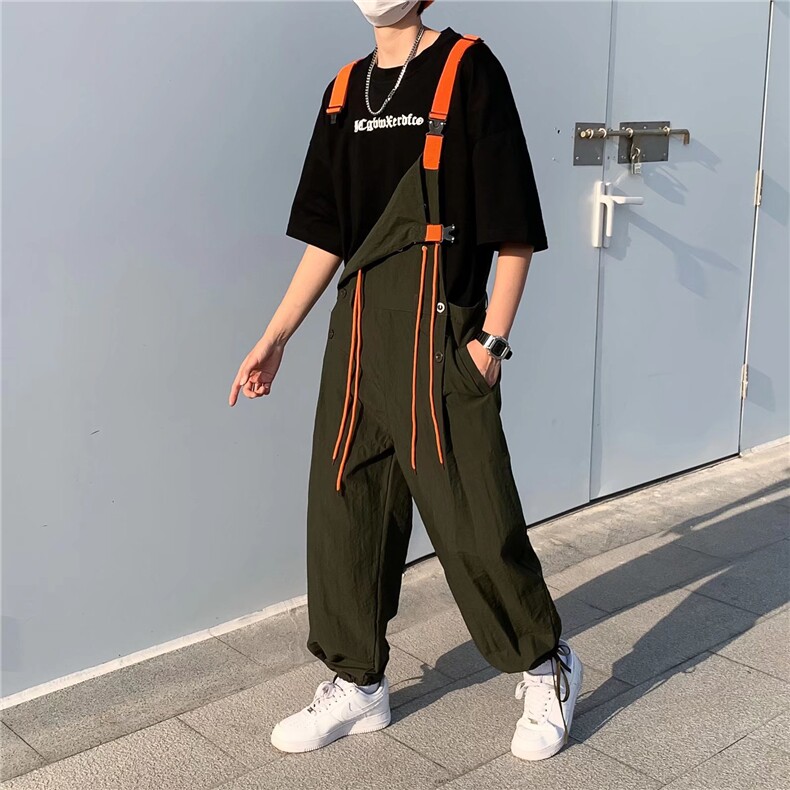 军绿色工装背带裤女美式高街日系设计感K1106P55,男装休闲裤,星座1116-2