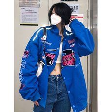美式高街机车夹克外套男女春秋oversizec潮牌休闲情侣刺绣棒球服，男装夹克，星座1013-1