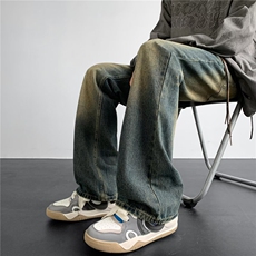 欧美高街vibe裤子直筒微喇cleanfit牛仔裤男美式街头长裤-N0140，男装牛仔裤，星座601-1