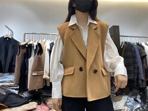 2021秋季新款纯色宽松休闲百搭百分百双面呢马甲,女装马甲,L·H·X
