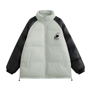 白底 23新款冬季百搭宽松字母印花PU皮棉服外套MY65201P125控168图片