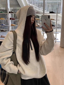 2025年秋季时尚百搭通勤简约休闲连帽，女装针织衫/毛衣，思途羊绒