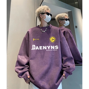 抖音得物供货提供视频秋冬重磅美式麂皮绒圆领卫衣JY568