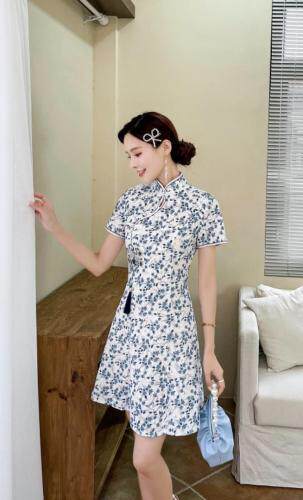 2021夏装新款改良版旗袍，女装婚纱/旗袍/礼服，晗菲曼琪