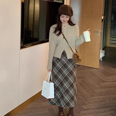 秋季新款纯色针织单排扣开衫时尚百搭，女装针织衫/毛衣，泰沅羊绒