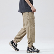 卡其垂感工装休闲裤男2025春夏款痞帅潮流复古束脚裤DY5021-P75，男装休闲裤，电商A178-1