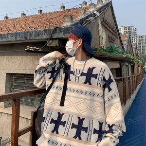 慵懒风上衣炸街针织打底衫2023秋冬潮牌宽松bf毛衣男 M954-P45图片