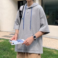 特P38控68华夫格冰丝连帽短袖男夏季外套中性宽松LM01，女装短外套，电商B370