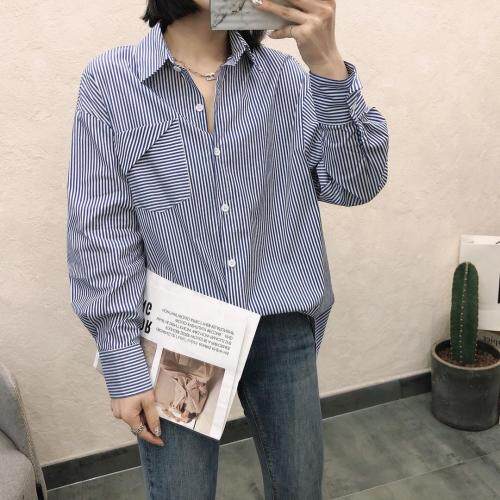 春夏条纹衬衫，女装衬衫，变色鸟(4F)