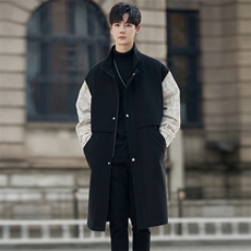 3W件大货小香风假两件毛呢男大衣男风衣男大码F115-P125外景C，男装风衣，星座401