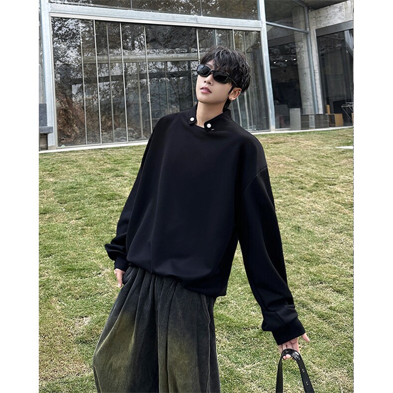 亲肤舒适设计高街痞帅潮男打底衫长袖垫肩小众机车卫衣打底P50,男装卫衣,电商B319