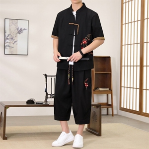 （版权注册 仿款必究）新款风男装夏季开衫套装男汉服两件套图片