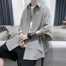 港风经典格子宽松男士衬衫A071-C03-P35，男装衬衫，电商A071