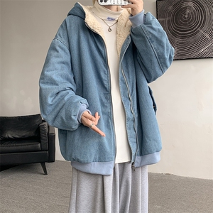 控价158牛仔棉衣男大码加绒羊羔绒牛仔棉服男棉袄 NM53112-P140图片