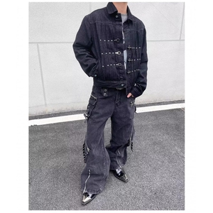 美式重磅工艺沙丘废土风多口袋牛仔裤飘带阔腿裤1008-WLC6511-P98图片