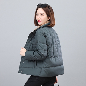 2023年冬季气质立领撞色小羽绒面包服图片