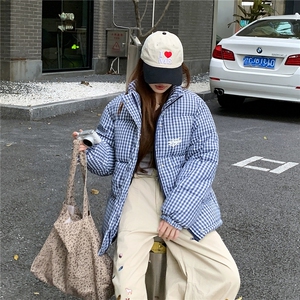 加绒加厚立领棉衣千鸟条纹格字母刺绣棉服面包服手塞棉MY23 P76图片