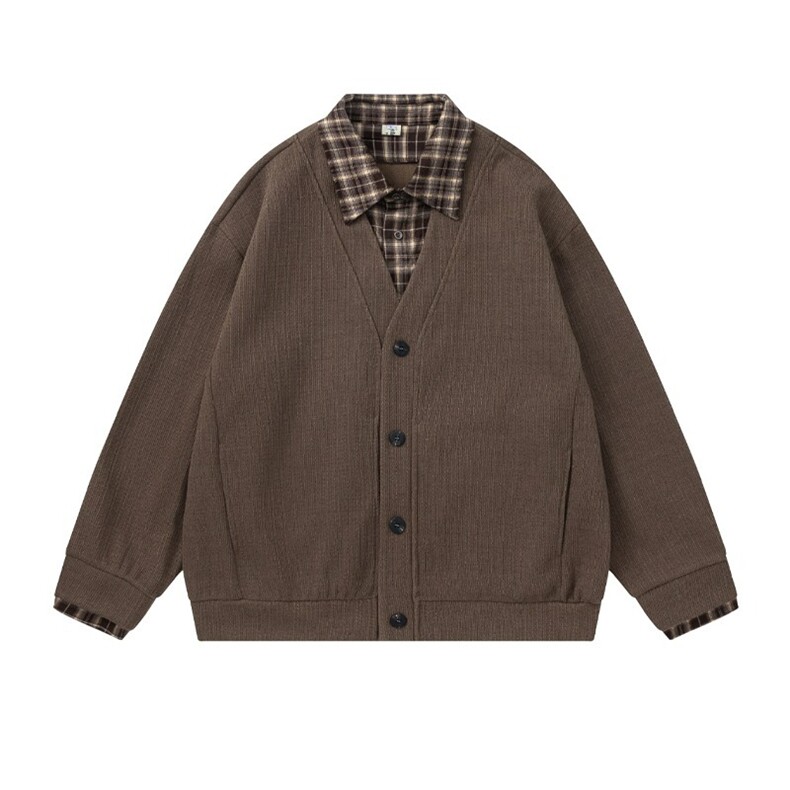 1506-1/MA2661/P77韩系假两件新款潮外套男女日系开衫针织懒惰风,女装短外套,星座1506-1