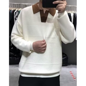 秋冬季设计感小众polo长袖t恤男美式复古打底衫毛衣 MJY28图片