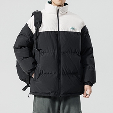 冬季新款宽松面包服美式复古立领棉服男撞色棉衣外套MY9060-P100，男装棉衣，电商A128