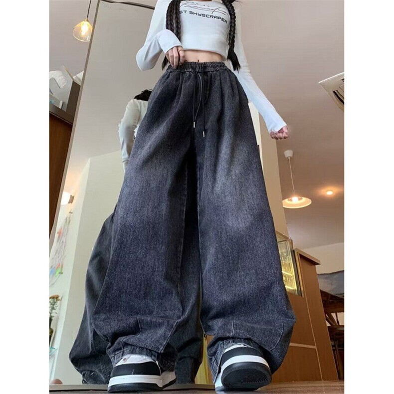 现货做旧牛仔裤男女美式阔腿裤潮牌vintage直筒裤子N70011-P45，男装牛仔裤，星座1008