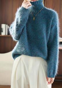 2025年秋季时尚百搭通勤休闲平面高翻领，女装羊毛衫，盛泰针织