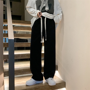 K33-P42港风灯芯绒加绒加厚复古不倒绒拖地长裤图片