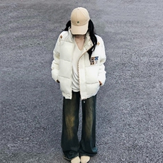 超好看民族风复古刺绣立领羽绒棉袄2025年巨好看超火情侣面包服潮，女装棉衣/棉服，星座1210-1