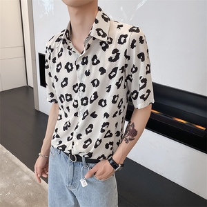 社会风纯色修身口红碎花衬衫B297-7720-P53控78图片
