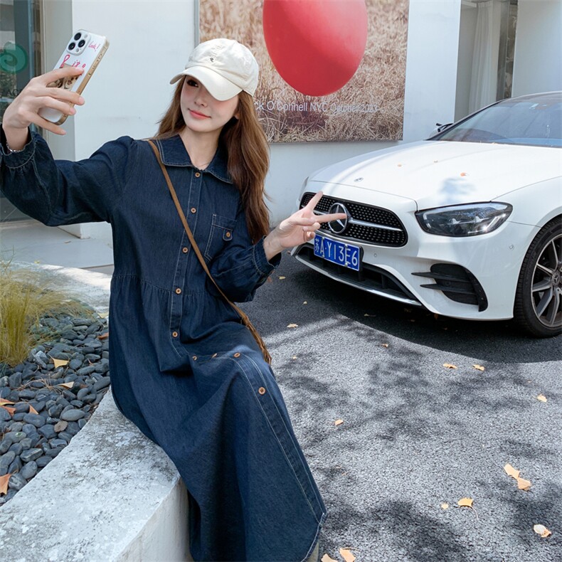 现货数据2026秋季新款宽松休闲时尚牛仔连衣裙女182-8659P155K228,女装连衣裙,帛香坊