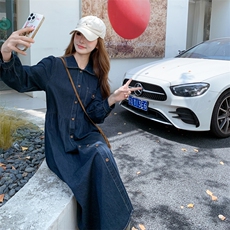 现货数据2026秋季新款宽松休闲时尚牛仔连衣裙女182-8659P155K228，女装连衣裙，帛香坊