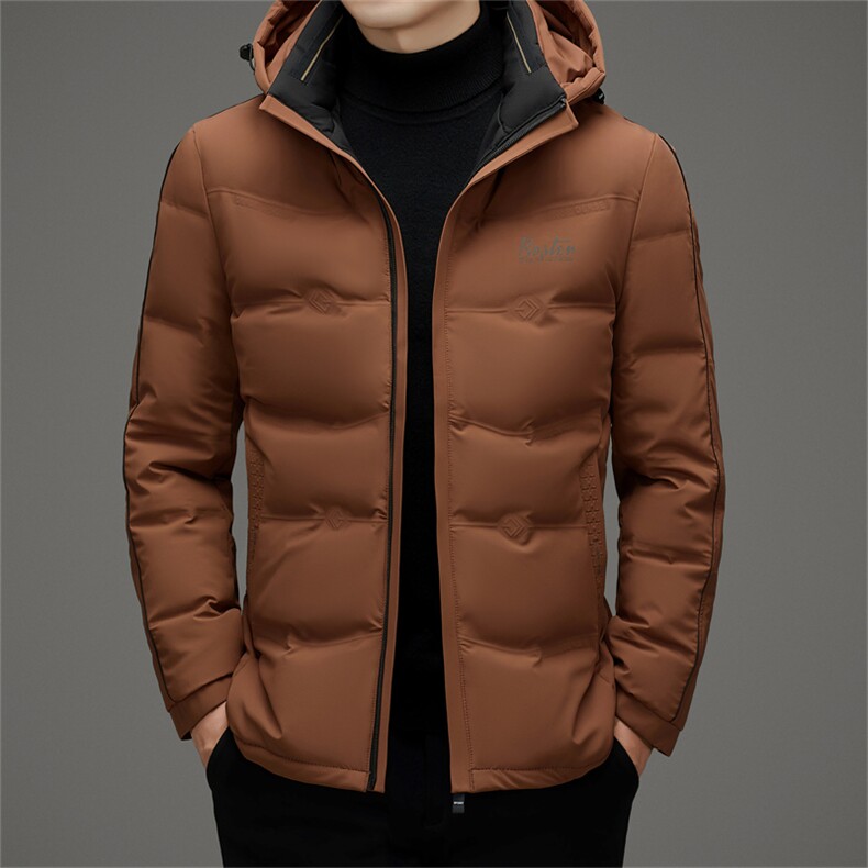 冬季加厚款羽绒服男可脱卸连帽工装外套商务休闲撞色通勤保暖男装，男装羽绒服，电商B212（原钱塘6029）