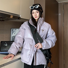 中性冬季宽松美式高街pu皮钢印加厚棉服外套XZ811A-MF199-P125，男装皮衣，星座811A