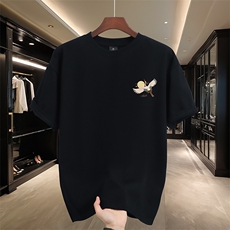 已做版权新中式潮短袖风宽松仙鹤复古t恤男T55-P28，男装T恤，星座205-5